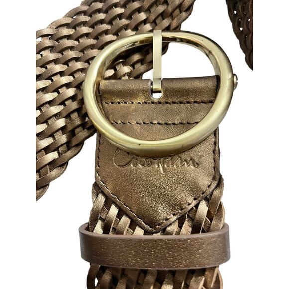 NWT COLE HAAN Gold Woven Wide Braided Leather Adjustable Ladies Size Small - Picture 4 of 9